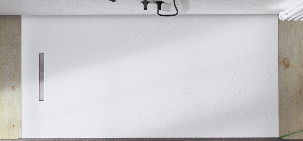 Plato de ducha Linear Drain blanco con rejilla inox